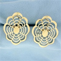 Unique Cut Out Flower Design Earrings in 14K Yello