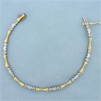 Diamond Heart and Bar Link Bracelet in 14K Yellow