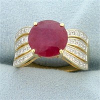4ct TW Natural Ruby and Diamond Ring in 14K Yellow