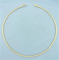 Italian Made 18 Inch Omega Link Necklace In 14K Ye