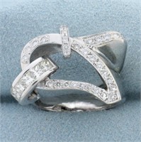 1ct Tw Diamond Abstract Design Ring In 18k White G