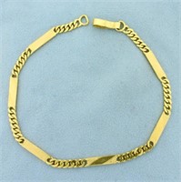 9 Inch Bar and Link Chain Link Anklet in 18K Yello