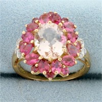 5ct TW Morganite, Pink Tourmaline and Diamond Ring