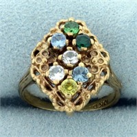 3/4ct TW Multi Colored Topaz Ring in 10K Yellow Go