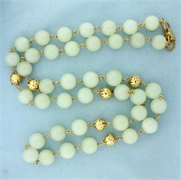 Ming's Hawaii Jade and Gold Bead Necklace 33 Inche