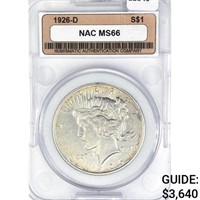 1926-D Silver Peace Dollar NAC MS66