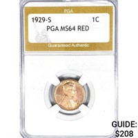 1929-S Wheat Cent PGA MS64 RED