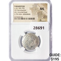 AD 780-793 Tabaristan AR Hemidrachm NGC MS