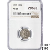 1865 Nickel Three Cent NGC AU55