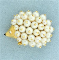 Authentic Chanel Pearl Porcupine Hedgehog Pin or P