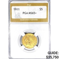 1911 $5 Gold Half Eagle PGA MS65+