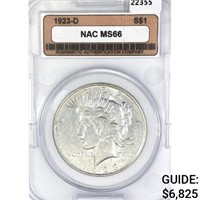 1923-D Silver Peace Dollar NAC MS66
