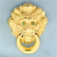 Large Emerald Lion Design Door Knocker Pendant or