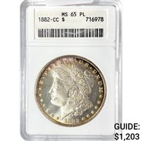 1882-CC Morgan Silver Dollar ANACS MS65 PL