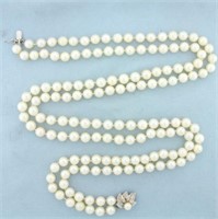Vintage Akoya Pearl Double Strand Necklace in 14K