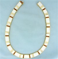 Ruby, Mother of Pearl and Diamond Necklace in 18K