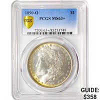 1890-O Morgan Silver Dollar PCGS MS63+