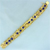 Designer Ruby and Lapis Lazuli Flower Design Brace