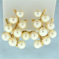 Designer Ming's Pearl Earrings in 14K Yellow Gold