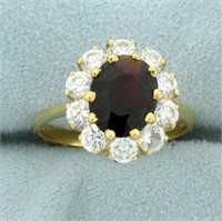 4.5ct TW Garnet and CZ Flower Ring in 18K Yellow G