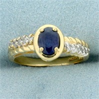 Sapphire and Diamond Ring in 10K Yellow Gold