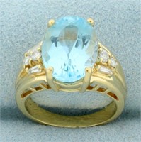 6ct Swiss Blue Topaz and Diamond Statement Ring in