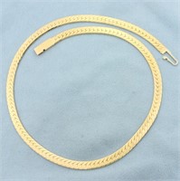 Italian Made Wide Herringbone Link Chain Necklace