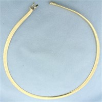 Italian Made 16 Inch Omega Link Necklace in 14K Ye