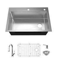 30”Single Bowl Kitchen Sink with Pull-Down Faucet