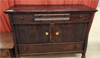 Antique Buffet Table - Missing back wheels.