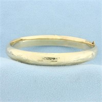 Etched Design Bangle Bracelet in 14K Yellow Gold