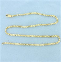 16 Inch Rope Link Chain Necklace in 14k Yellow Gol