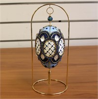 Heirloom Faberge Style Goose Egg Ornament with Sta