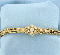 Vintage Designer Diamond Link Bracelet in 14k Yell
