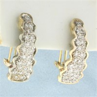 1ct Diamond Half Hoop Earrings in 14k Yellow Gold