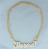 Theresa Nameplate Diamond Necklace in 14k Yellow G