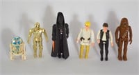 1977 6 Star Wars Action Figures Han Vader R2 Luke