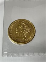 US Gold 1880 Liberty Head 5 Dollar