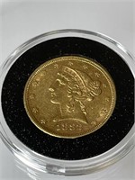 US Gold 1882-S Liberty Head 5 Dollar