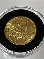 US Gold 1887-S Liberty Head 5 Dollar