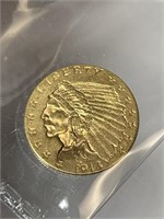 US Gold 1913 Indian Head 2.50 Dollar