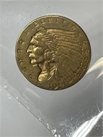 US Gold 1914 Indian Head 2.50 Dollar
