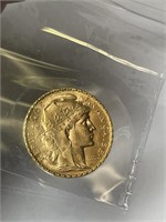 France Gold 1905 Marianne Rooster 20 Francs 1/4oz