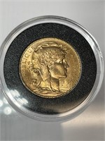 France Gold 1909 Marianne Rooster 20 Francs