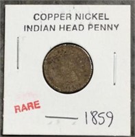 Rare 1859 Cooper Nickel Indian Head Penny