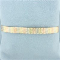 Italian Tri-Color Diamond Cut Omega Bracelet in 14