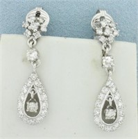 Diamond Teardrop Dangle Earrings in 14k White Gold