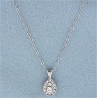 16" 1/6 CTW Diamond Teardrop Necklace in 14k White