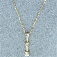 3-Stone Past Present Future Diamond Necklace in 14