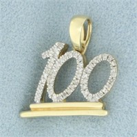 Diamond Number 100 Pendant or Charm in 10k Yellow
